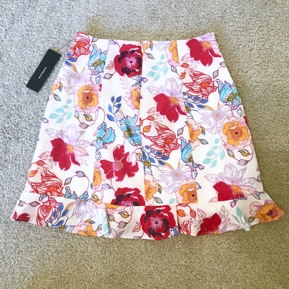 NWT Lulus Aura White Floral Print Satin Mini Skirt - Picture 7 of 8